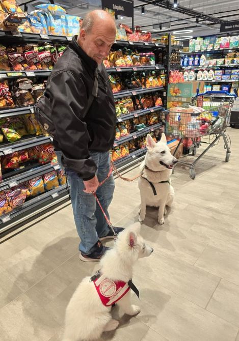 Kai mit Sweetie und Nahla bei Edeka